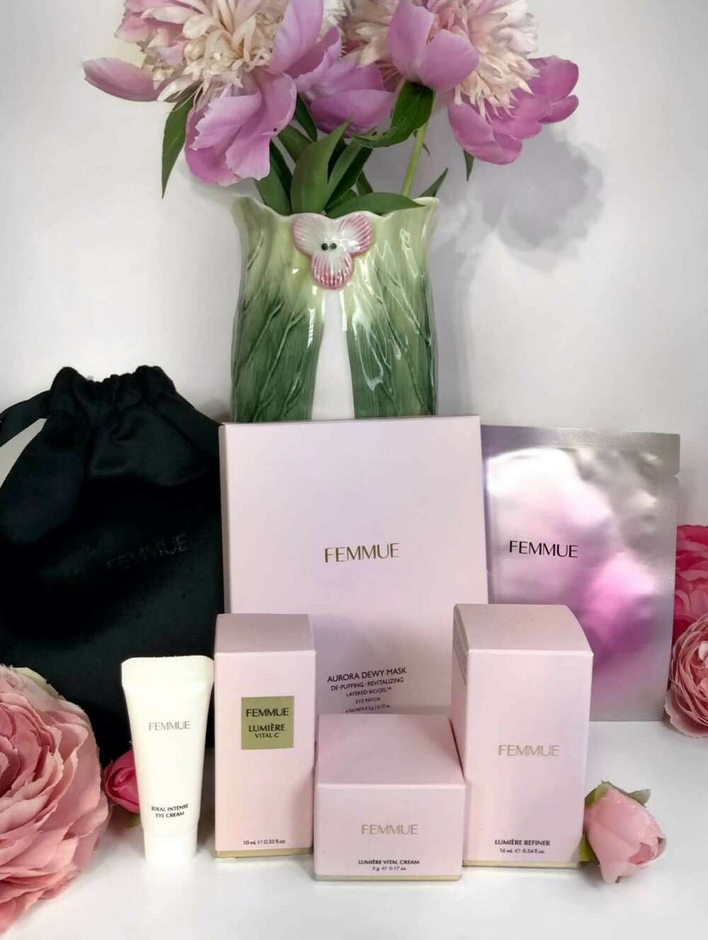Femmue Skincare Bundle! 9 items Bag Vital C Cream Refiner Eye Cream & Masks *NEW